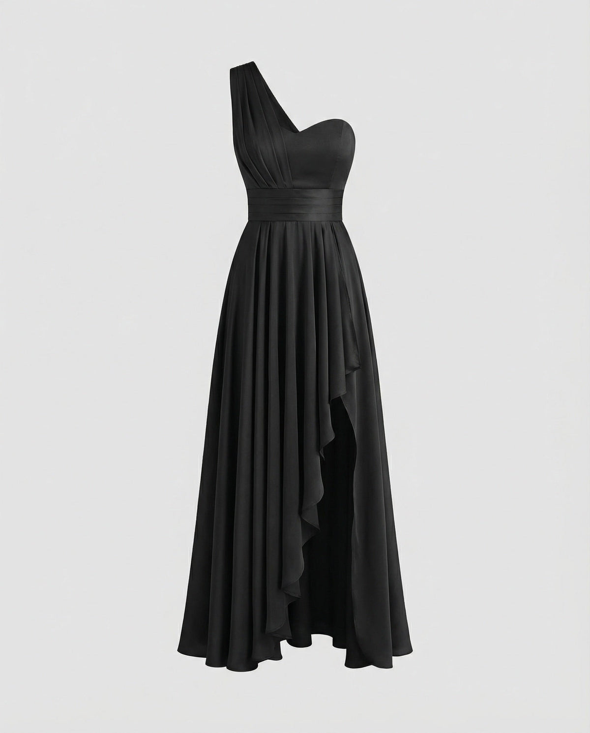 Women's Elegant Maxi Dress with Asymmetrical Hem and Ruffle Details