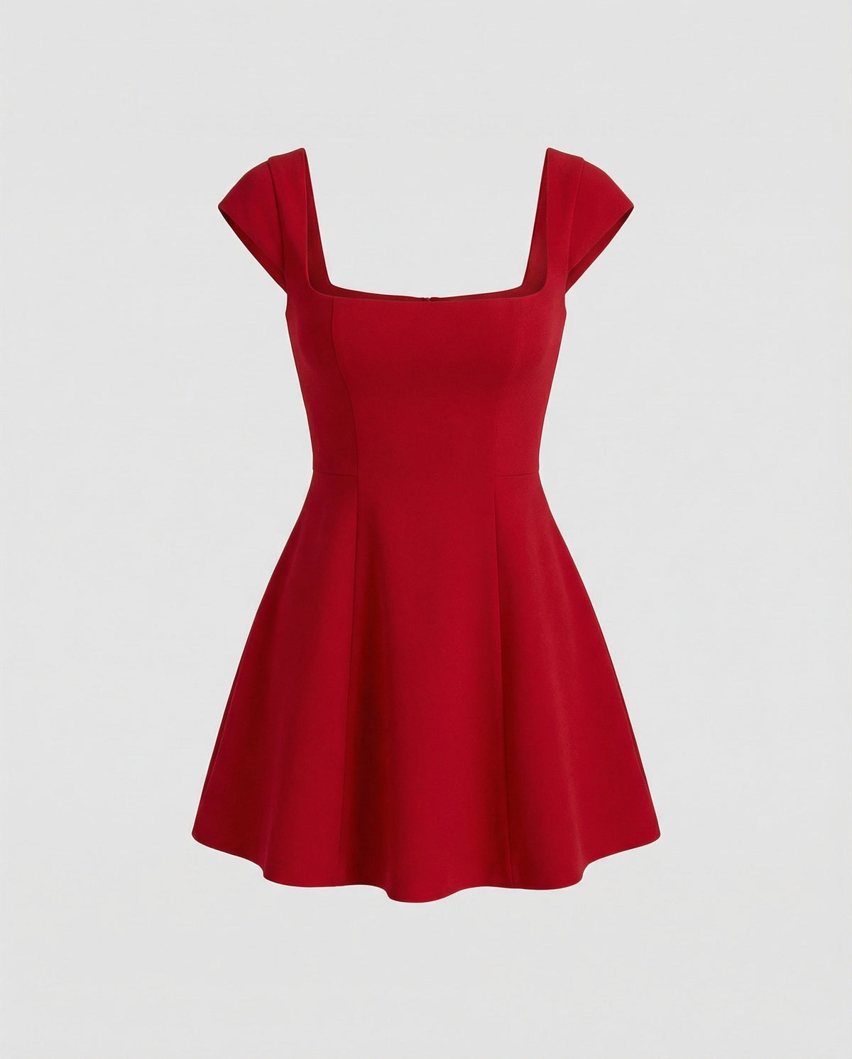 Women's Elegant Cocktail Dress with Square Neckline and Flared Skirt