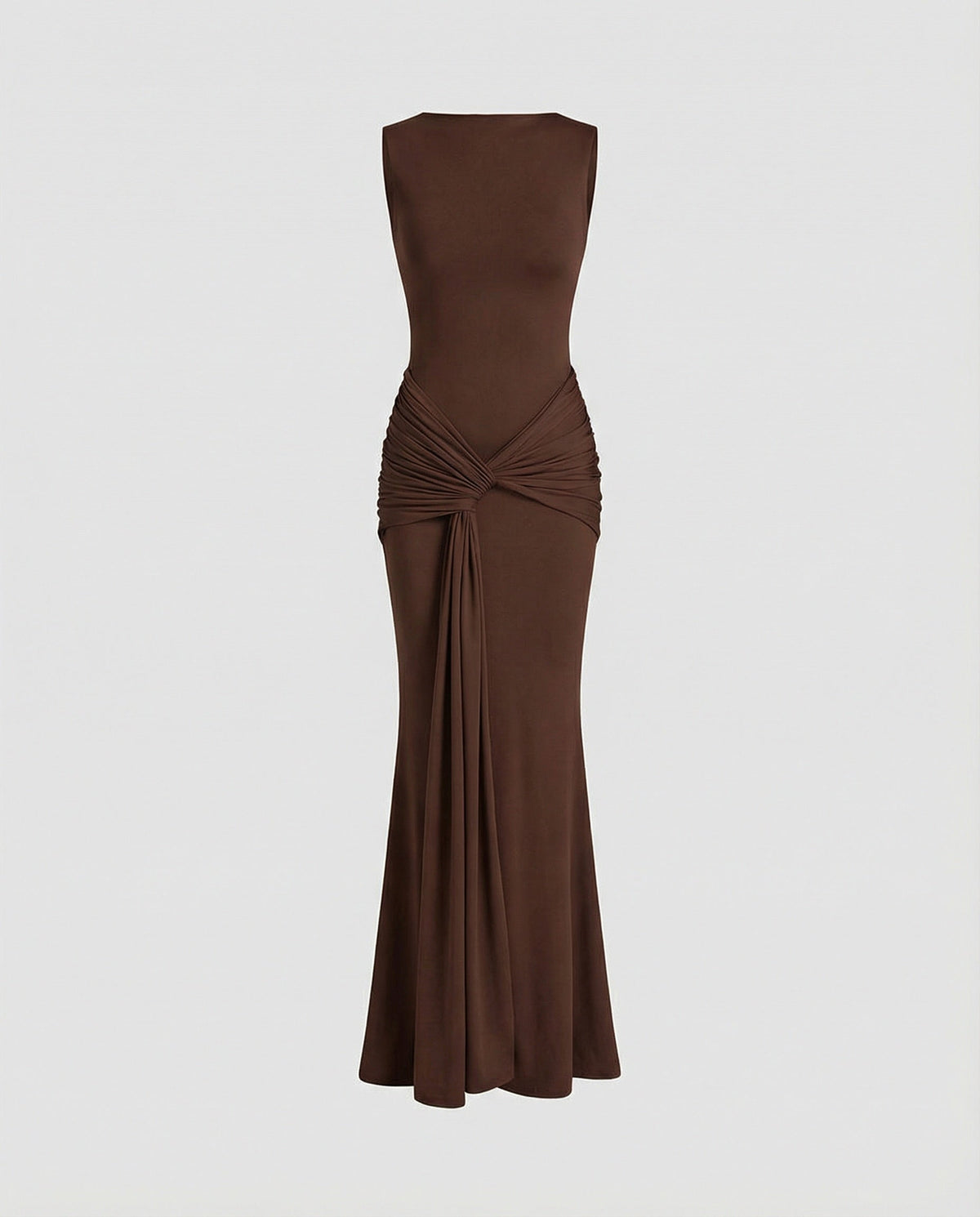 Women's Elegant Wrap Maxi Dress with High Slit, Sophisticated Draping
