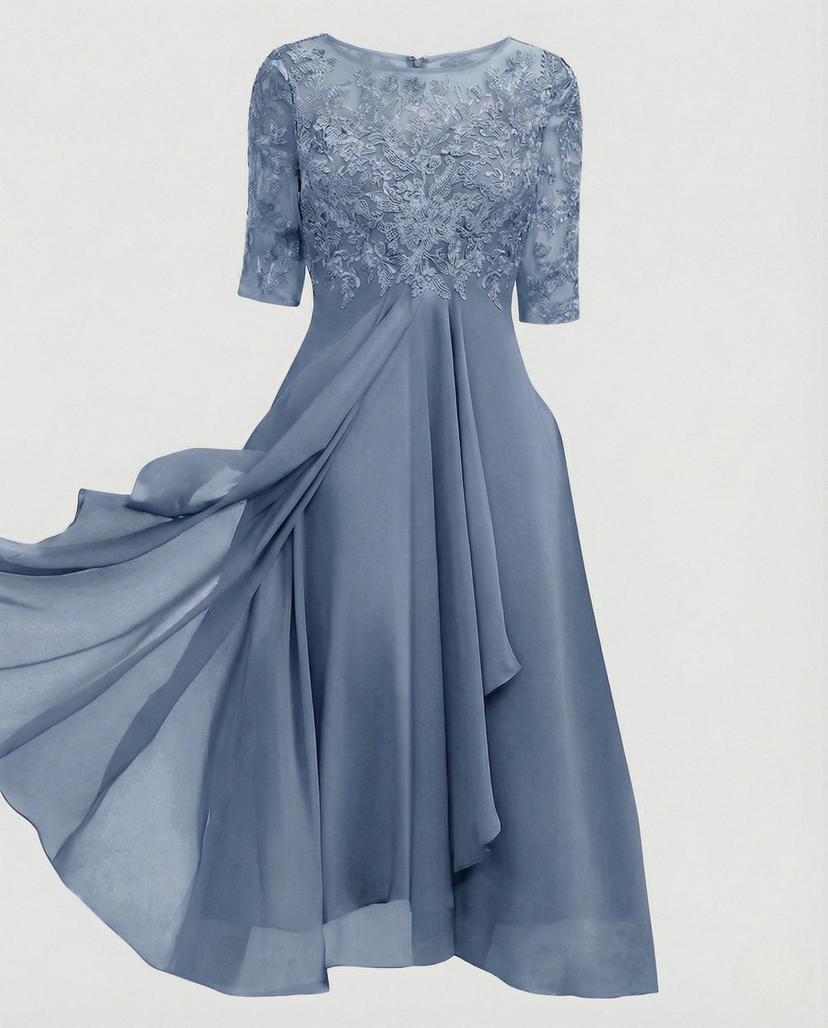 Elegant Chiffon Evening Dress with Lace