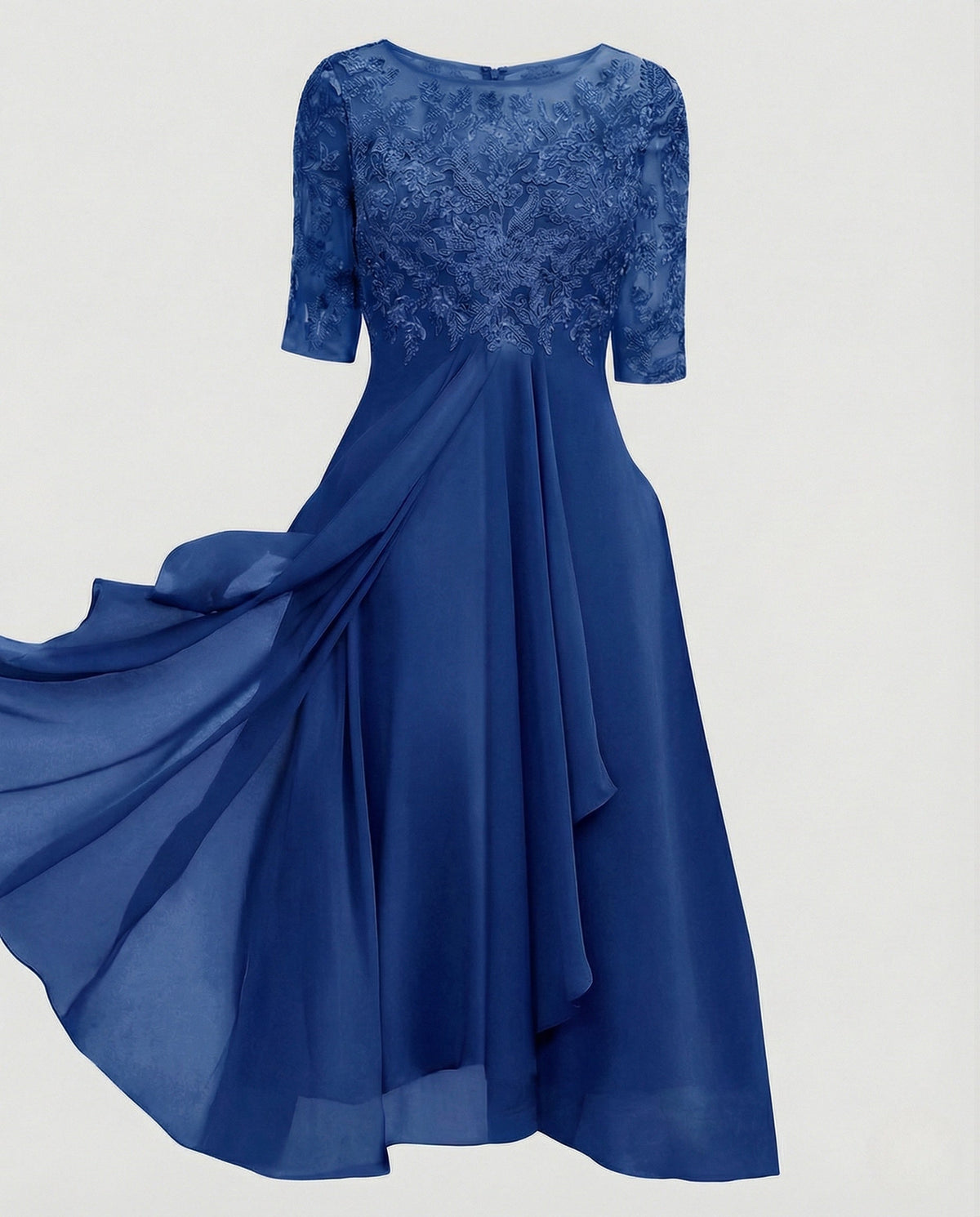 Elegant Chiffon Evening Dress with Lace