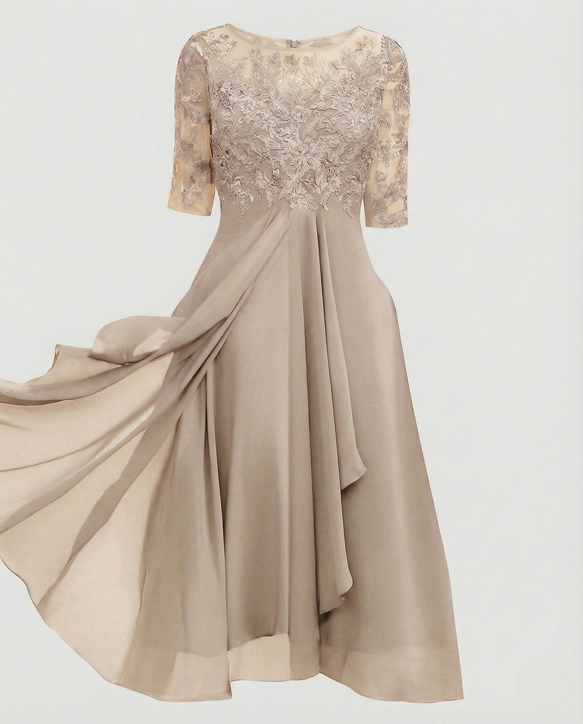 Elegant Chiffon Evening Dress with Lace