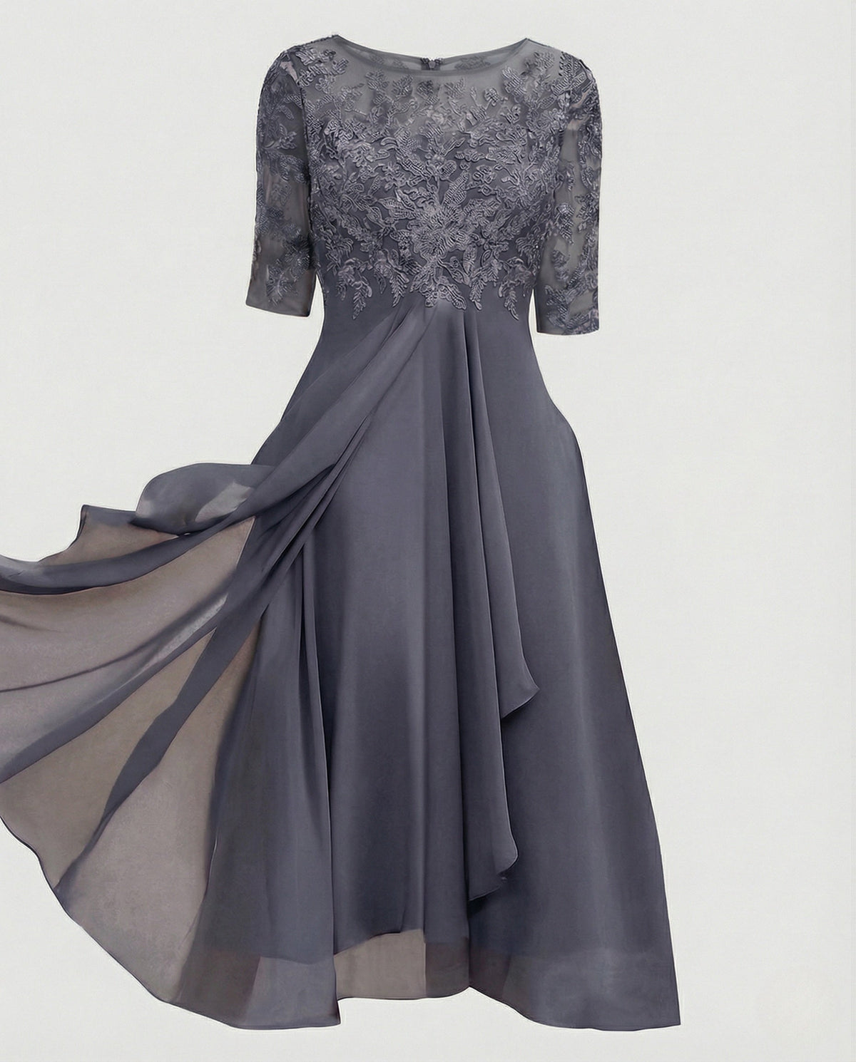 Elegant Chiffon Evening Dress with Lace
