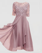 Elegant Chiffon Evening Dress with Lace
