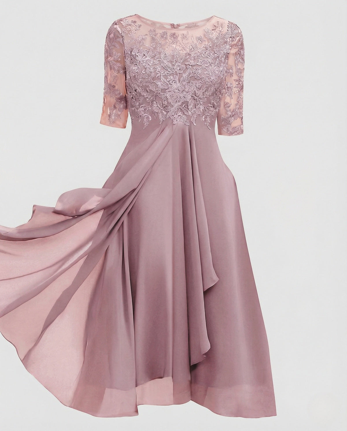 Elegant Chiffon Evening Dress with Lace