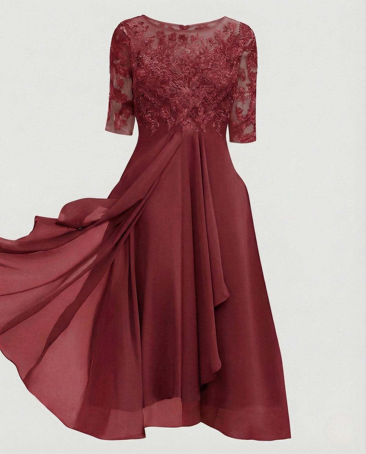 Elegant Chiffon Evening Dress with Lace