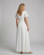 Evening Gown Long From Tulle with V-Neck - Back View