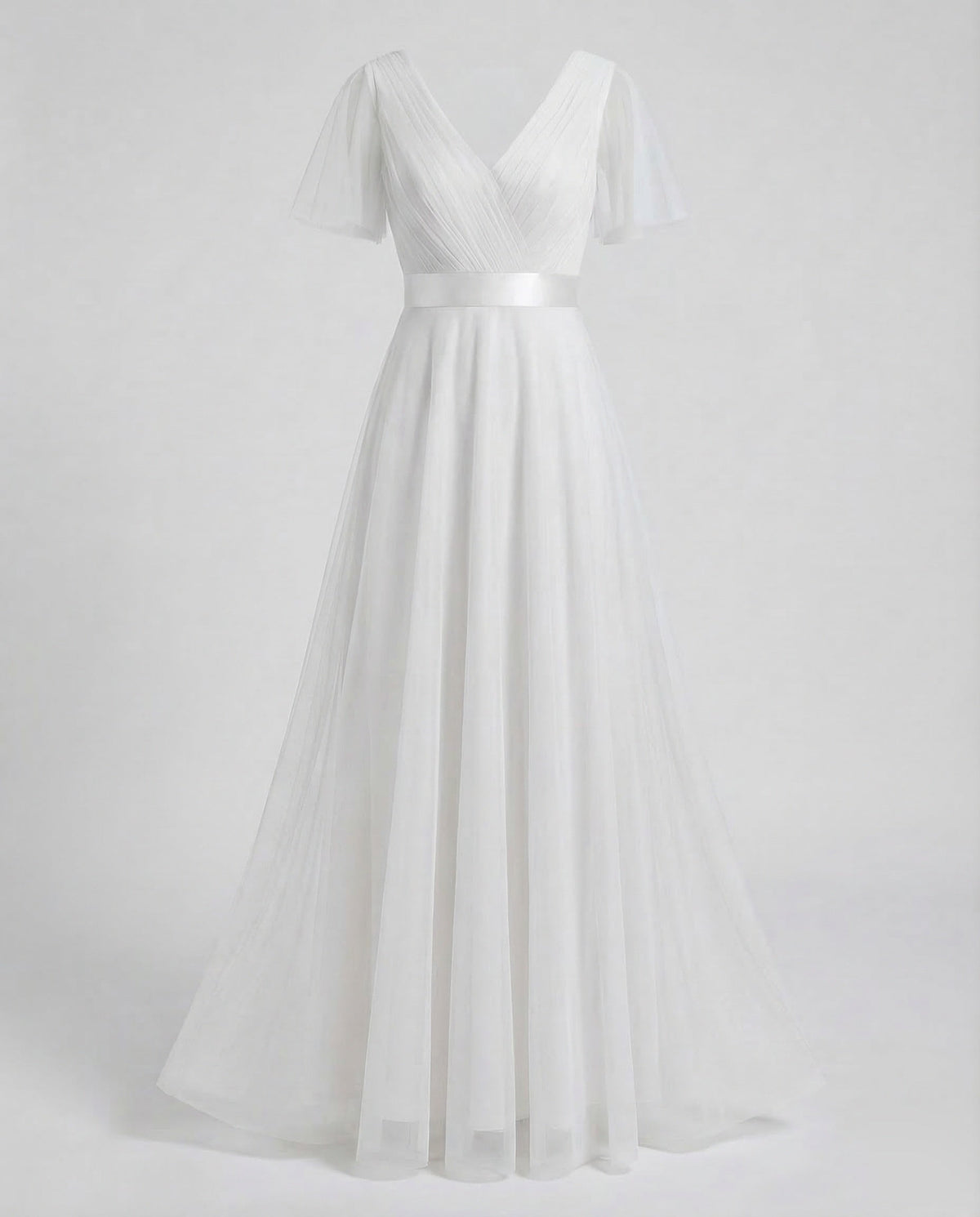 Evening Gown Long From Tulle with V-Neck