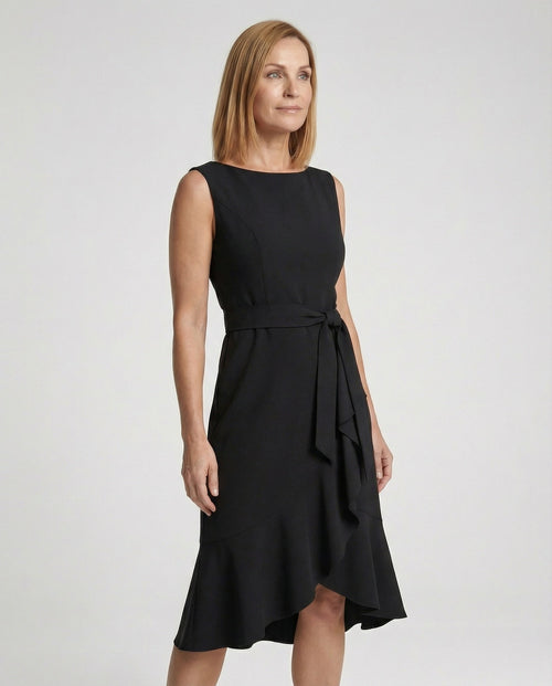 Midi Dress Women Sleeveless with Ruffle - Upper Body View