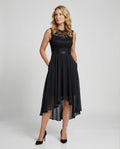 Elegant Evening Dress with Lace and Chiffon - Front View