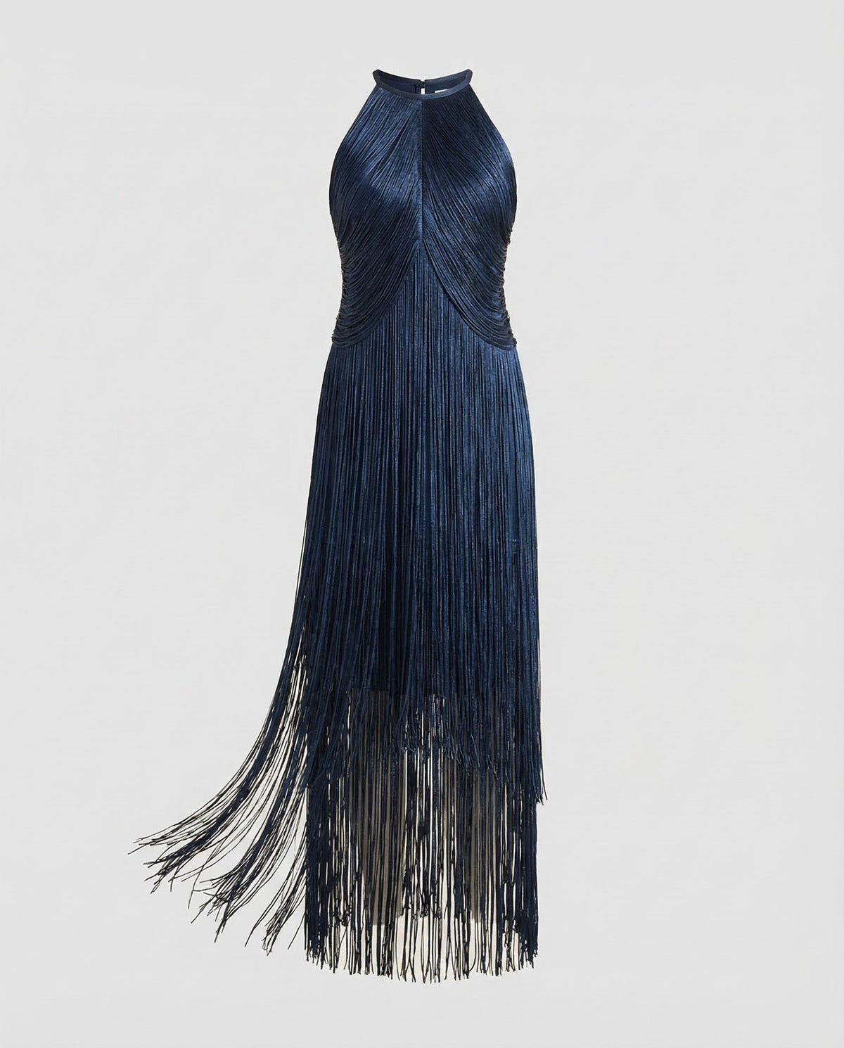 Fringed Evening Dress for Women with Halter Neck