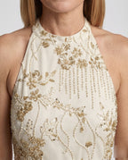 Women's Evening Dress Short with Embroidery - Close-Up Detail