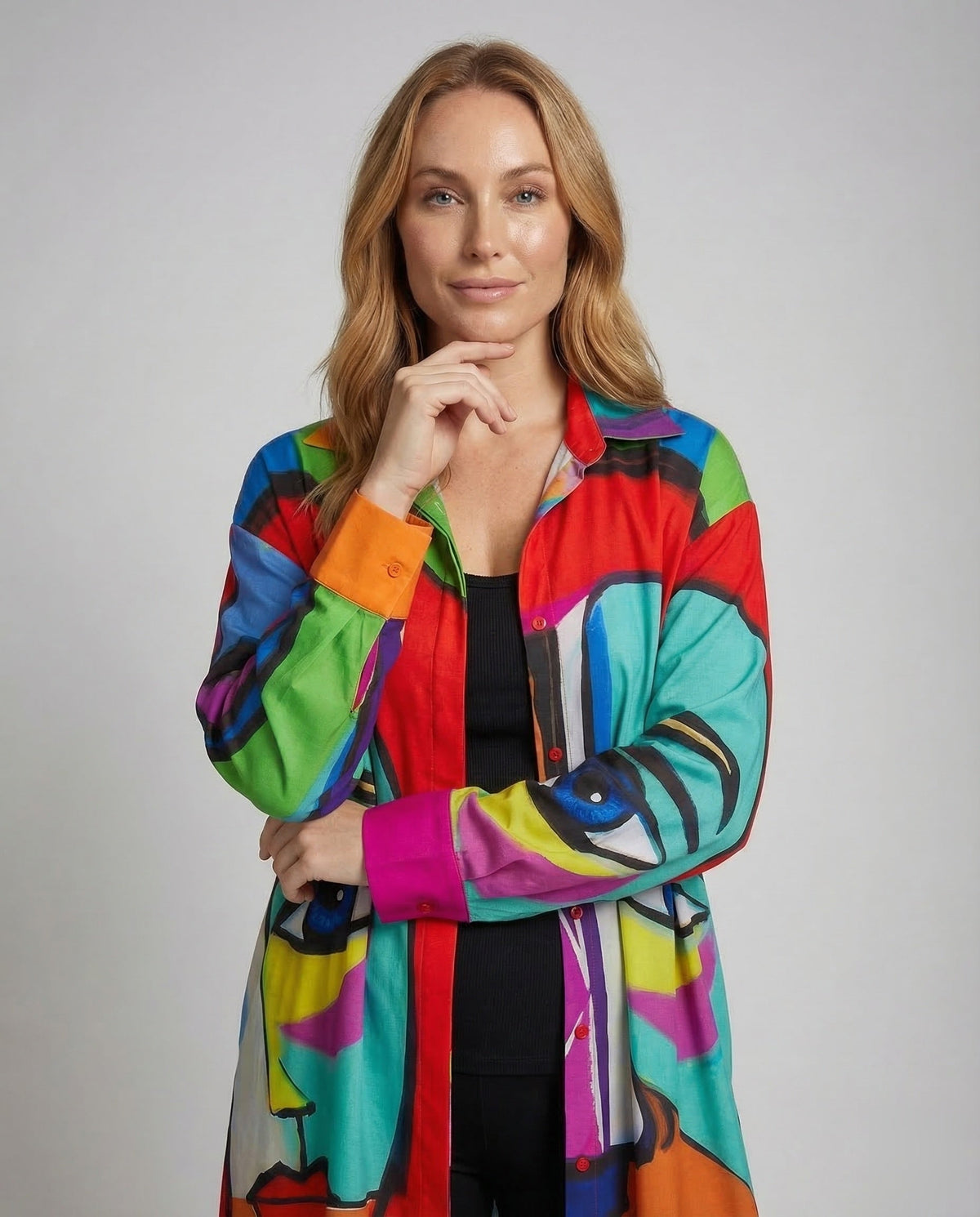 Women's Coat Women's Kimono Style - Upper Body View