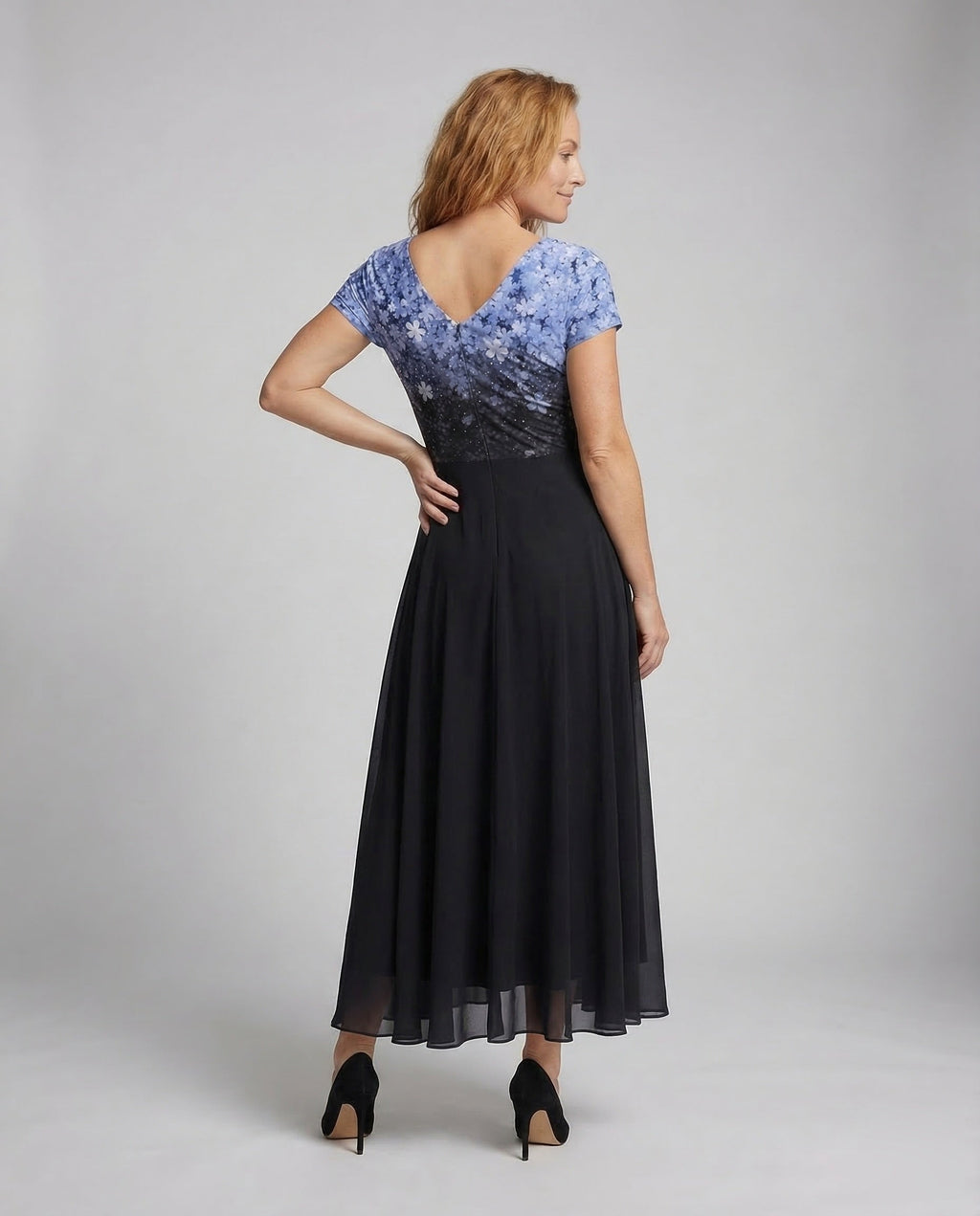 Women's Evening Dress Long Sequins Tulle - Back View