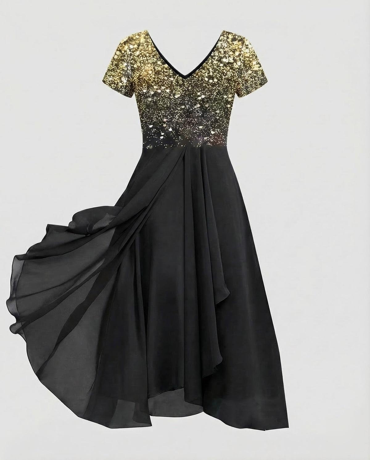 Women's Evening Dress Long Sequins Tulle