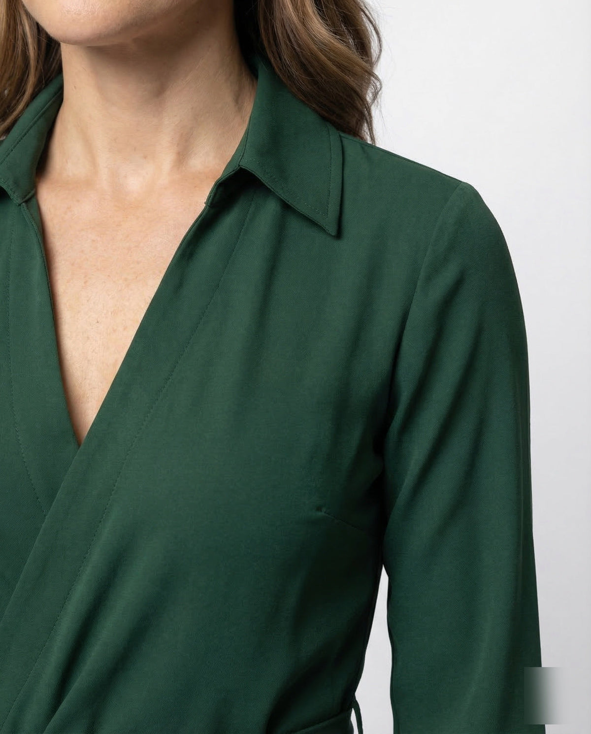 Leisure Dress Women's Wrap Blouse Dress - Close-Up Detail
