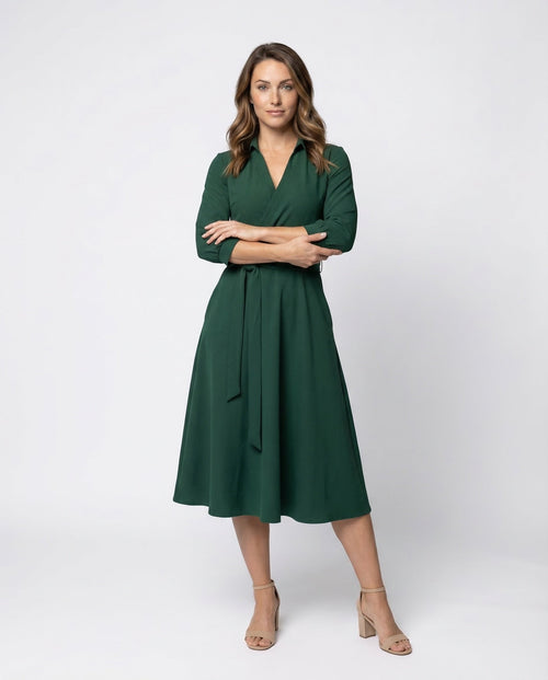 Leisure Dress Women's Wrap Blouse Dress - Front View