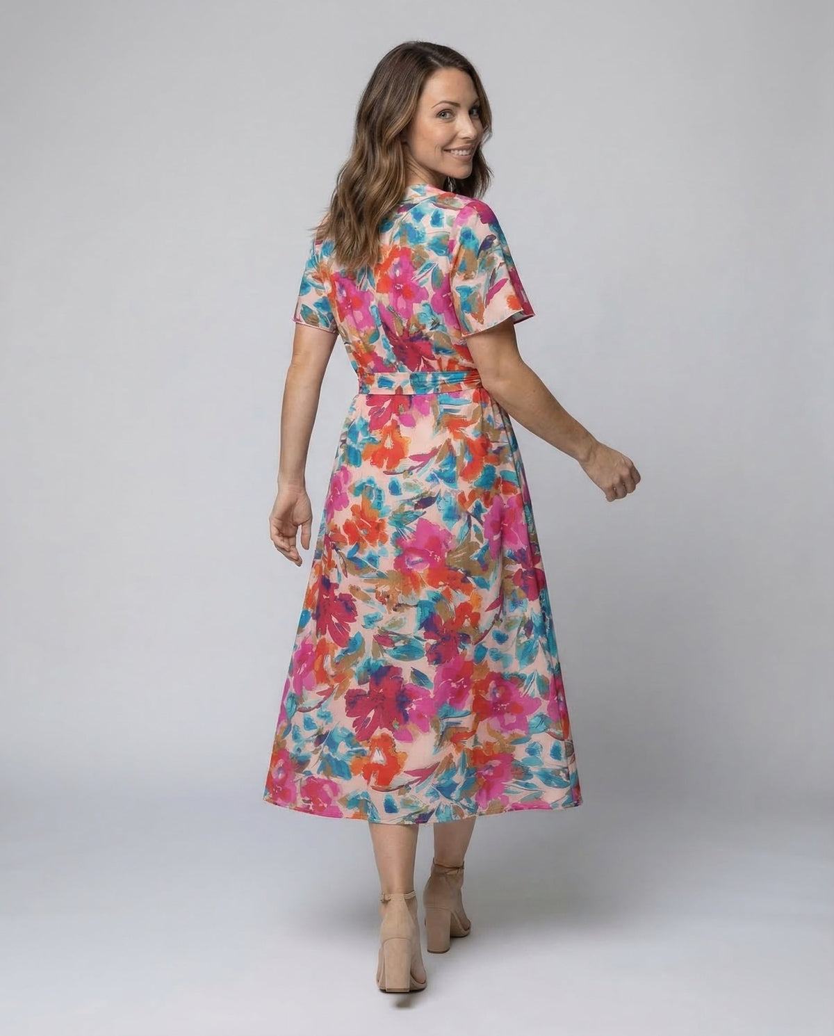 Leisure Dress Women Midi Dress Kimono - Back View