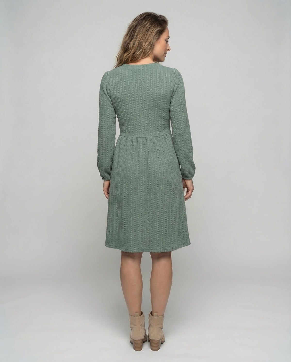 Casual Dress Women Knitted Dress A-Line - Back View