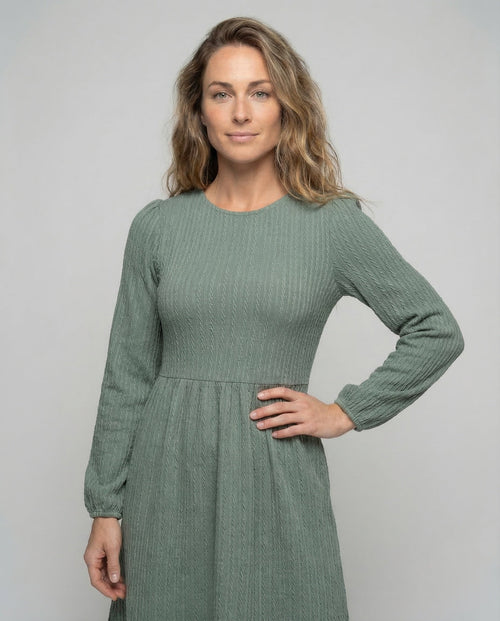 Casual Dress Women Knitted Dress A-Line - Upper Body View