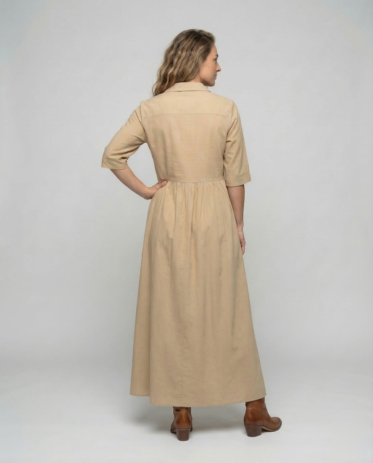Maxi Dress Women's Shirt Dress - Back View
