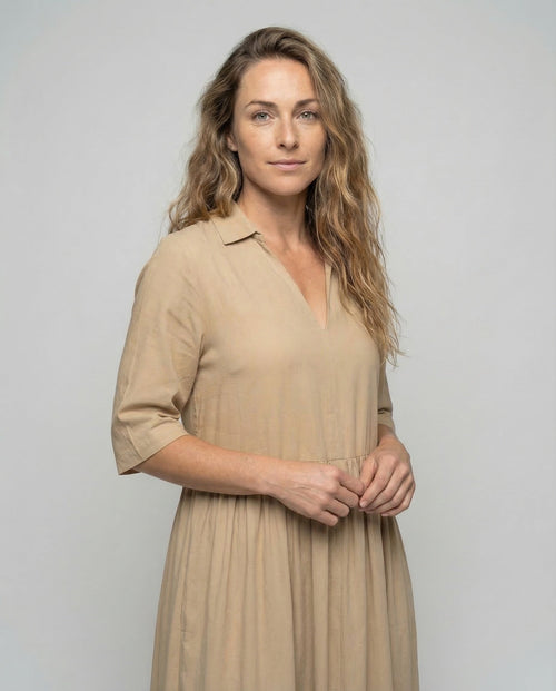 Maxi Dress Women's Shirt Dress - Upper Body View