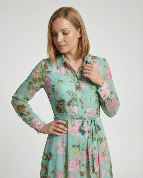 Flower Dress Maxi Dress Women Chiffon - Upper Body View