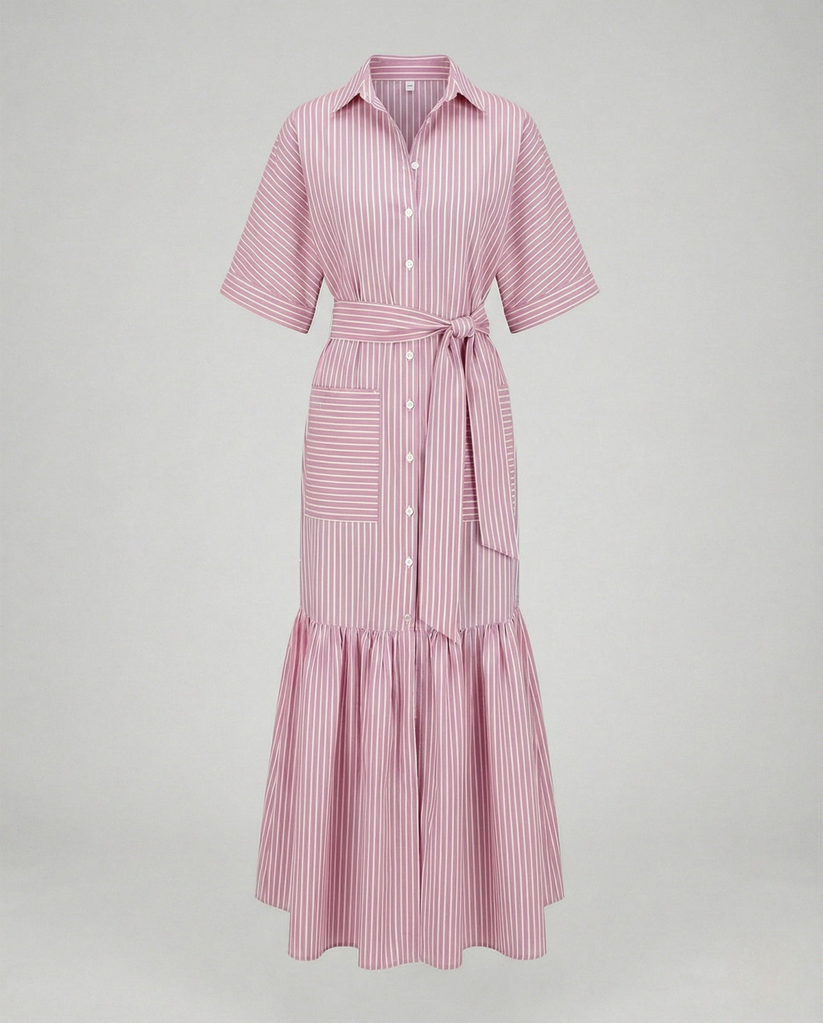 Maxi Dress Women's Shirt Dress with Belt