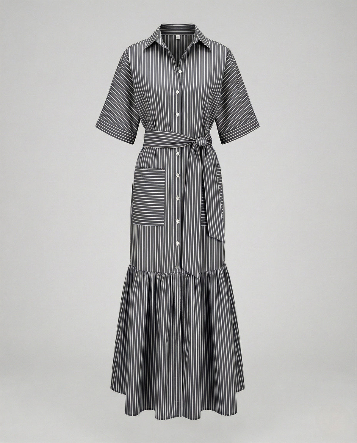 Maxi Dress Women's Shirt Dress with Belt