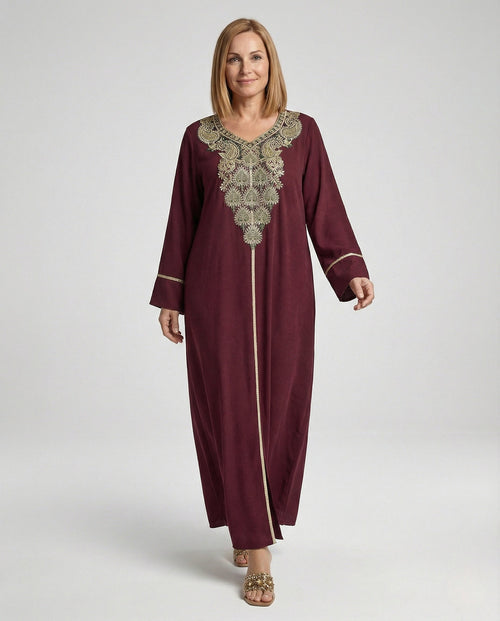 Maxi Dress Women Leopard Print V-Neck - Front View
