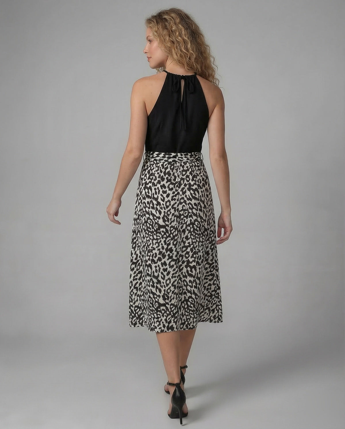 Casual Dress Women Halter Midi Dress - Back View
