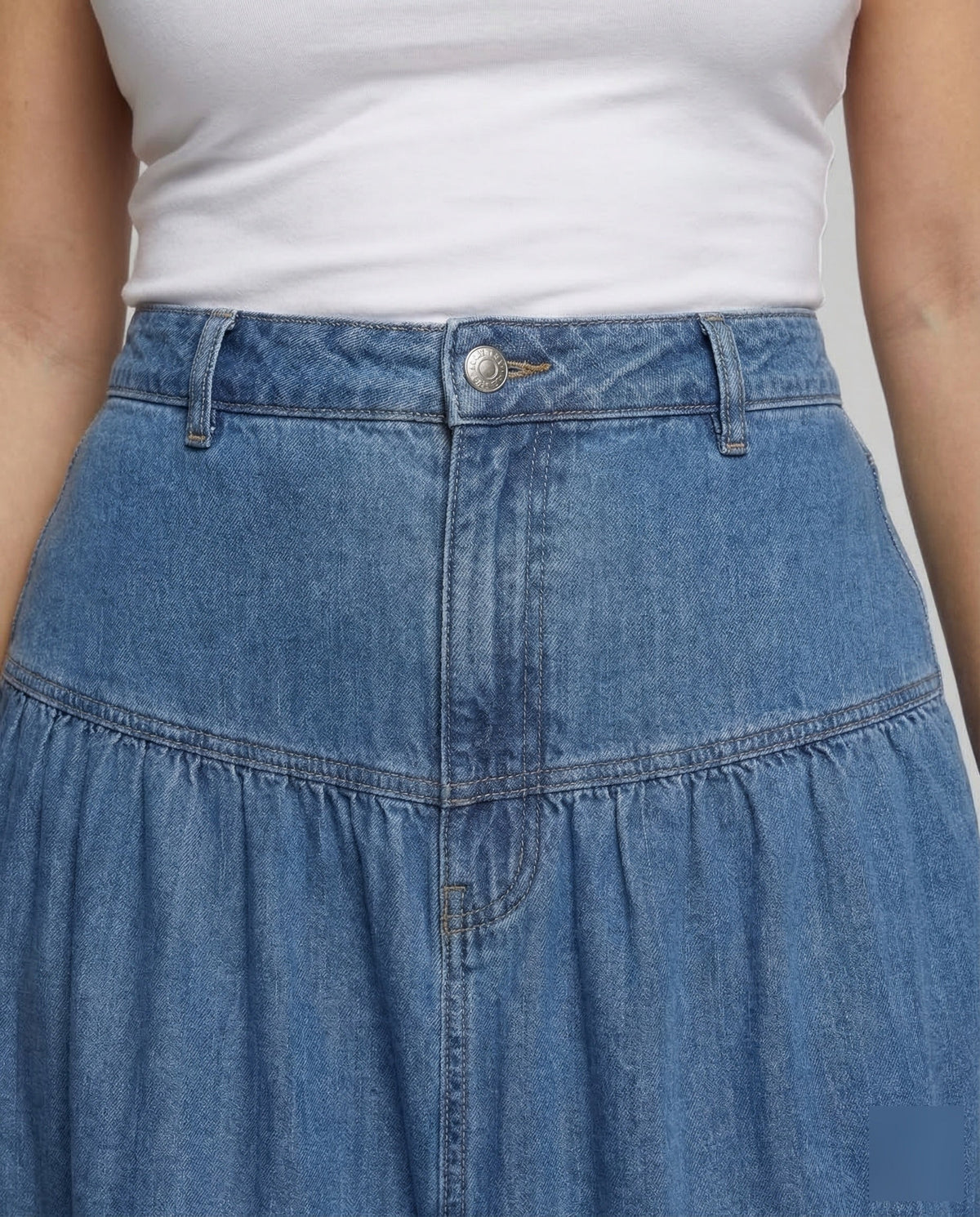 Boho Maxi Dress Denim Light Women - Close-Up Detail