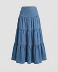Boho Maxi Dress Denim Light Women