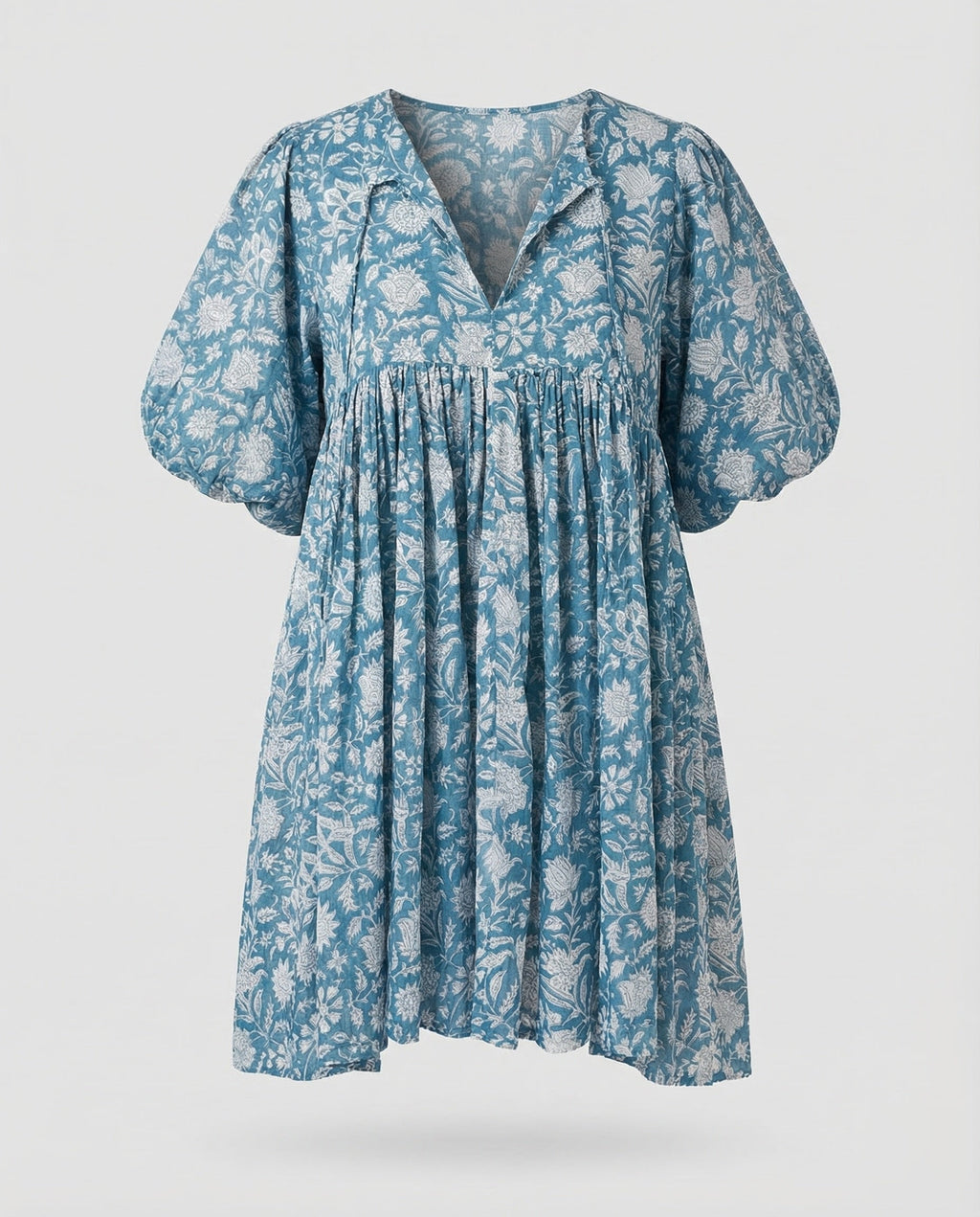 Babydoll Dress Women V-Neck Puff Sleeves