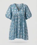 Babydoll Dress Women V-Neck Puff Sleeves
