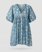 Babydoll Dress Women V-Neck Puff Sleeves