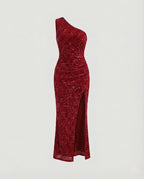 A Shoulder Maxi Dress Sequins Women