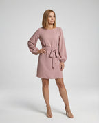 A-Line Mini Dress Elegant with Belt Ladies - Front View