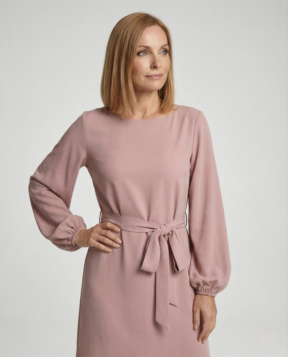 A-Line Mini Dress Elegant with Belt Ladies - Upper Body View