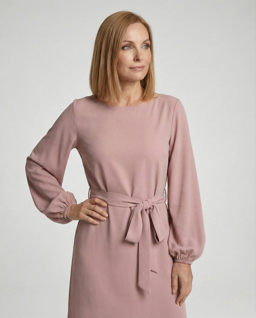 A-Line Mini Dress Elegant with Belt Ladies - Upper Body View