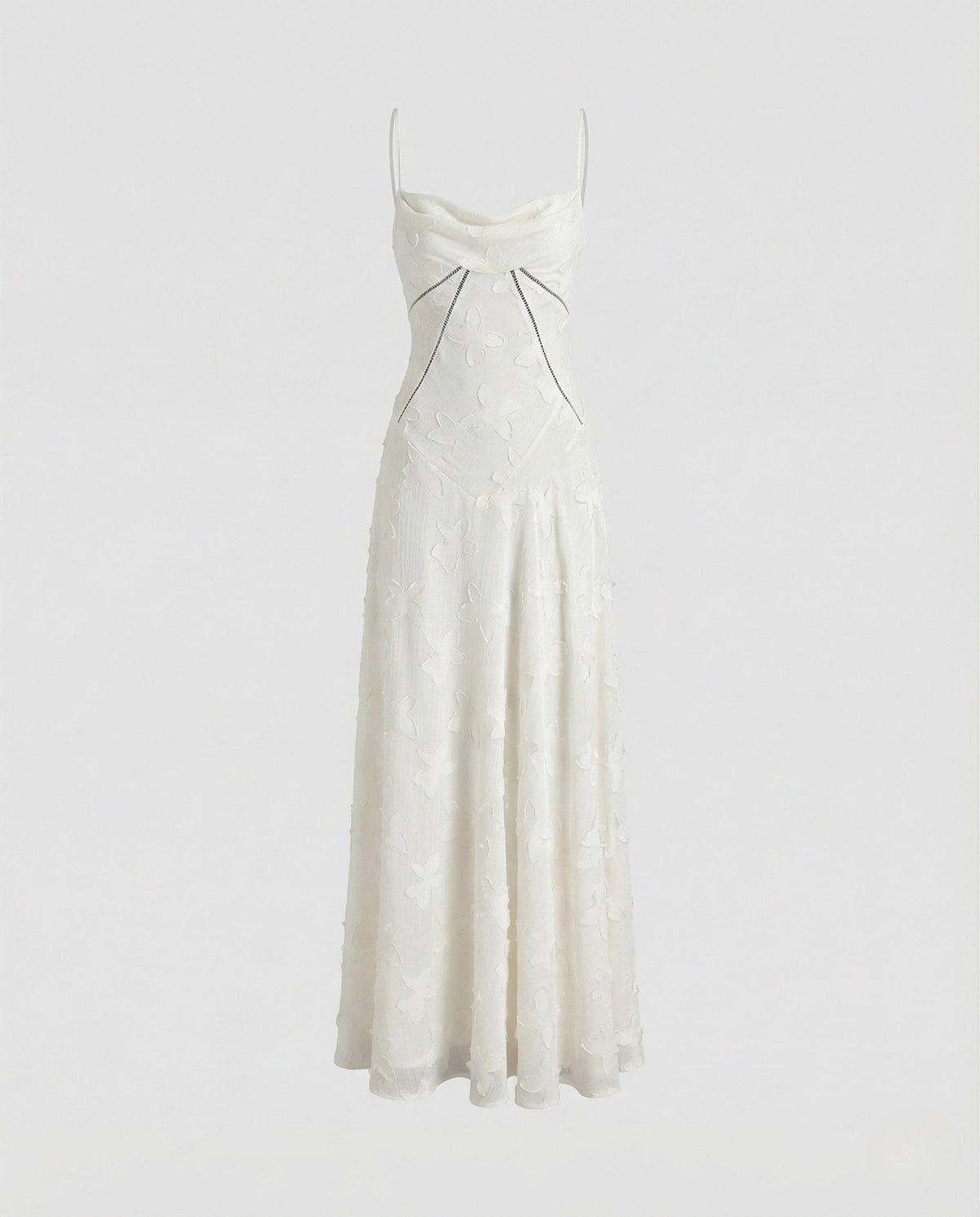 Elegant Maxi Dress with Flower Appliqué for Women
