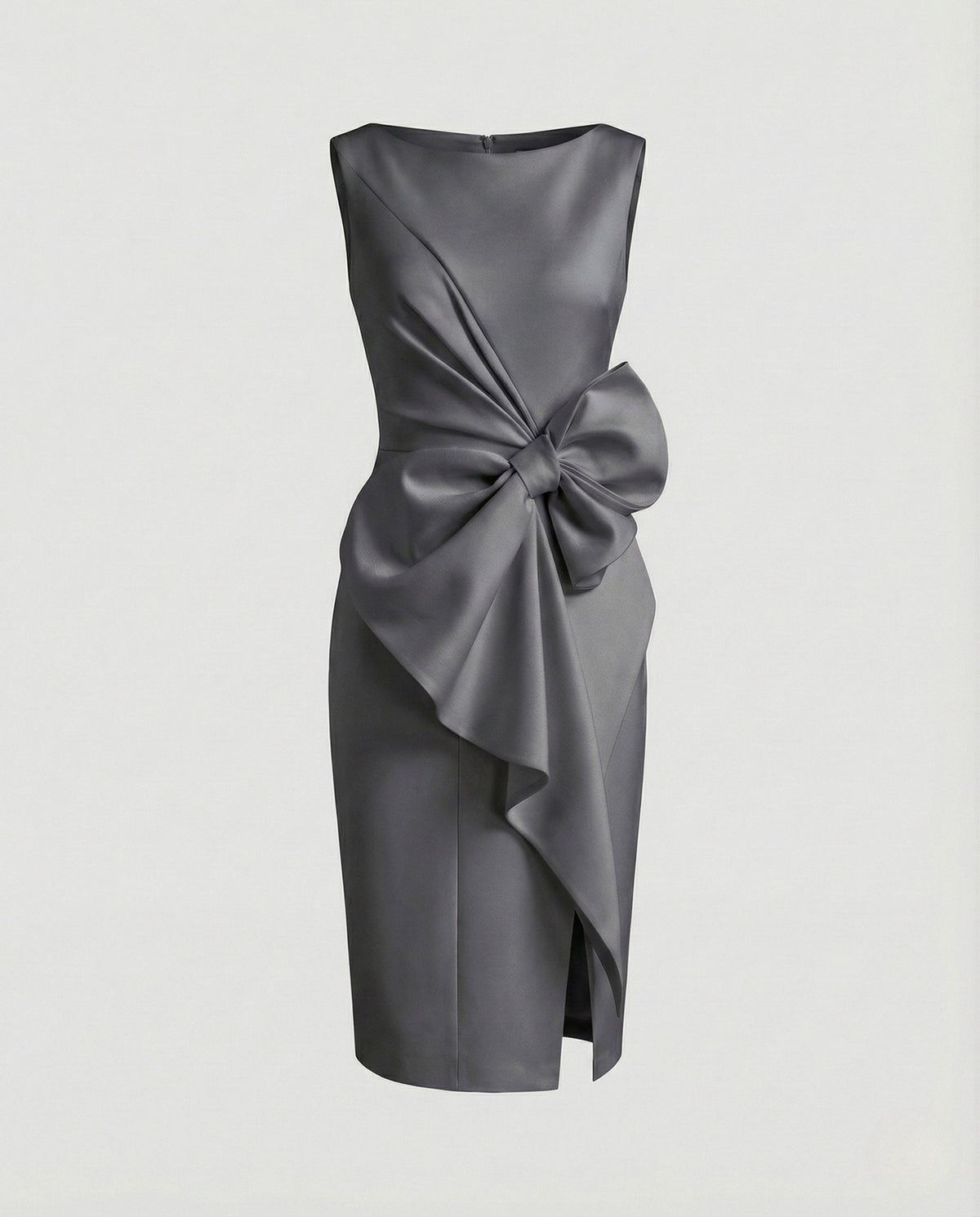 Satin Sheath Dress Asymmetric Elegant Women