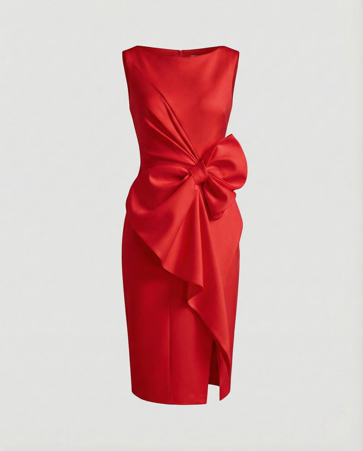 Satin Sheath Dress Asymmetric Elegant Women