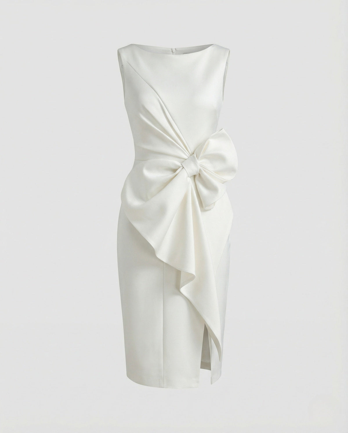 Satin Sheath Dress Asymmetric Elegant Women