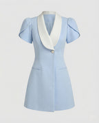 A-Line Cocktail Dress with Puff Sleeves Women