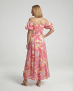 Carmen Maxi Dress with Puff Sleeves Women - Back View