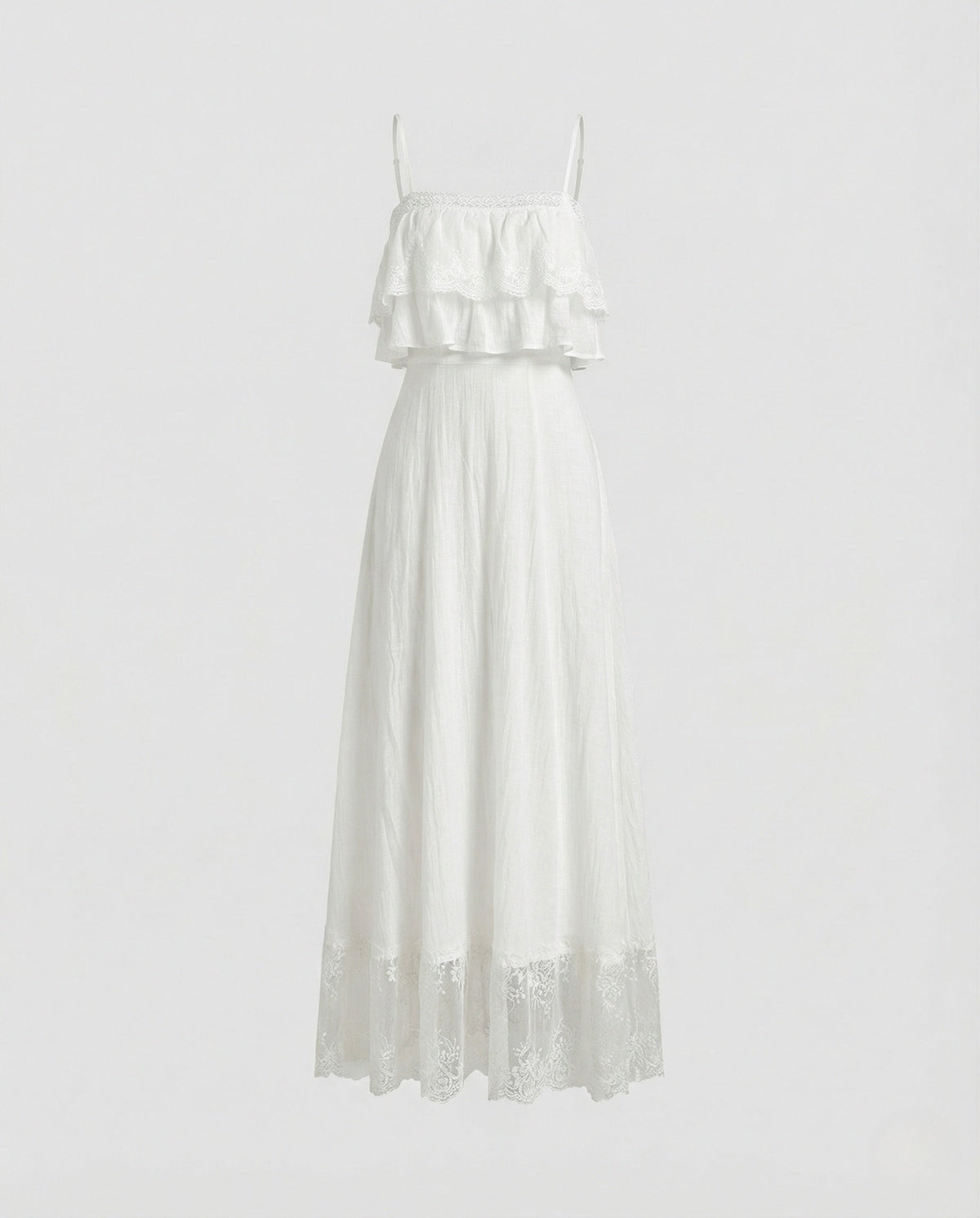 Boho Lace Maxi Dress with Ruffles Women