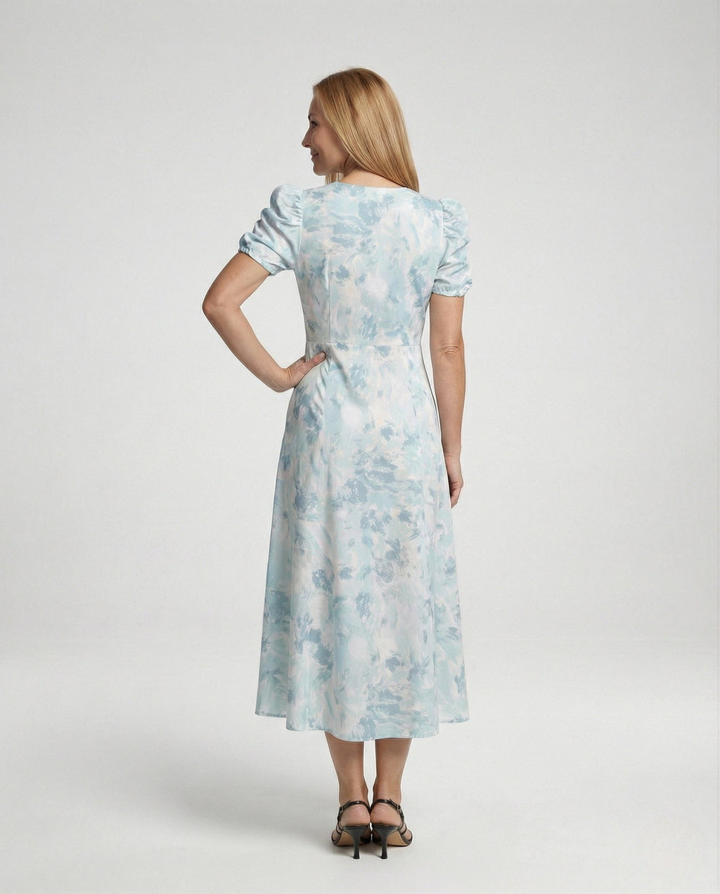 Wrap Dress with Puff Sleeves Empire Women - Back View