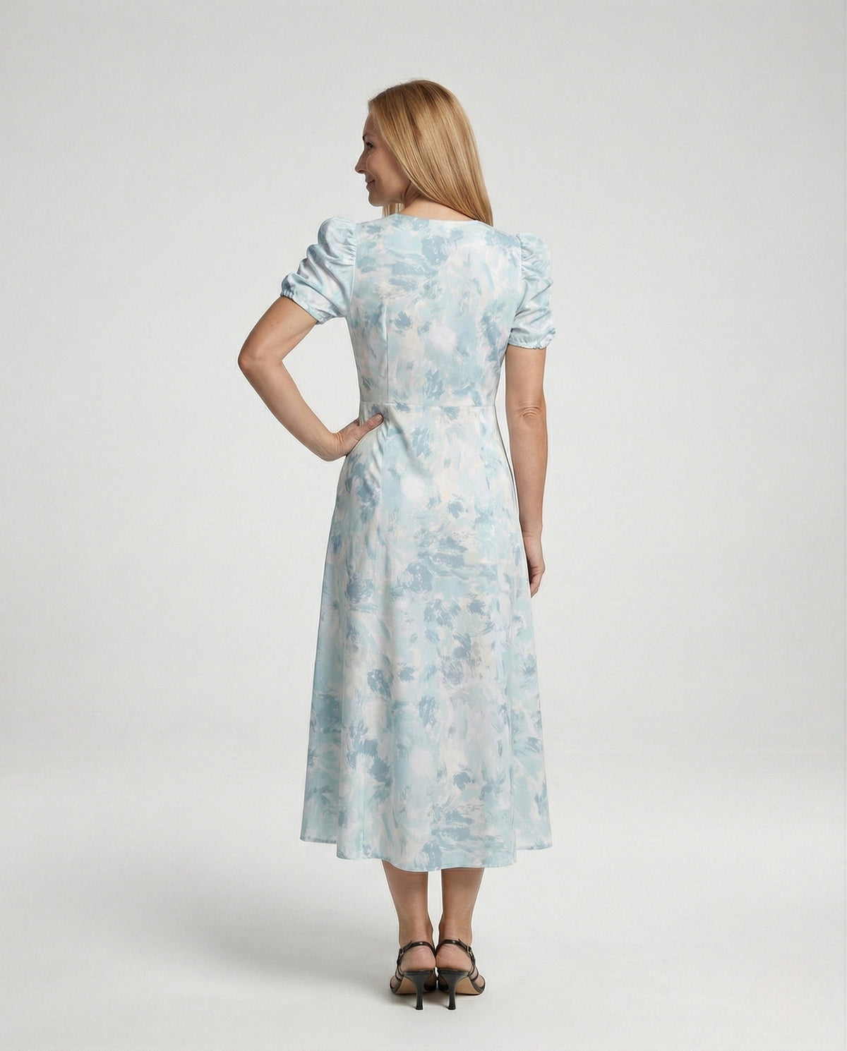 Wrap Dress with Puff Sleeves Empire Women - Back View