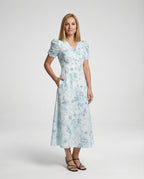 Wrap Dress with Puff Sleeves Empire Women - Front View